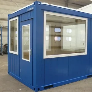 Caseta de observación de 10 pies — unidad completamente acristalada — de acero conversión de contenedor aislada, vista exterior