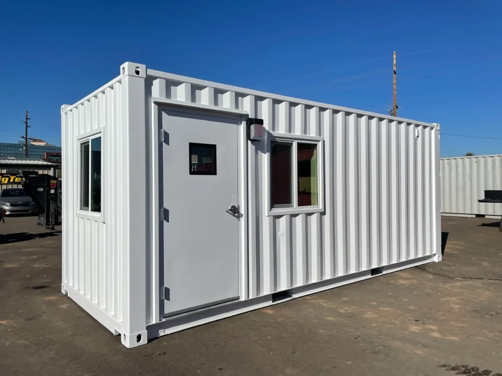 Oficina en contenedor reacondicionada de 20 pies — espacio de trabajo conversión portátil, vista exterior