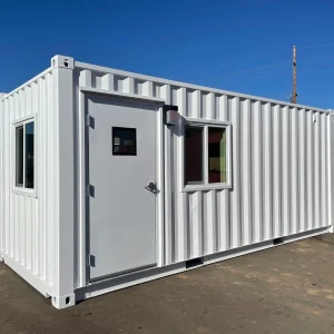Oficina en contenedor reacondicionada de 20 pies — espacio de trabajo conversión portátil, vista exterior