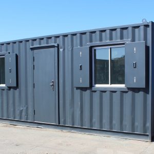 ModiBox de acero oficina caseta de 20 × 8 pies — conversión de contenedor llave en mano, vista exterior