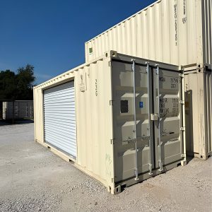 Contenedor con puerta enrollable un viaje de 20 pies — sellado contra viento y agua, vista exterior
