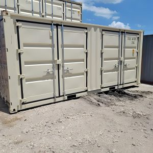 Contenedor de apertura lateral de 20 pies — puertas laterales abatibles dobles — un viaje, sellado contra viento y agua, vista exterior
