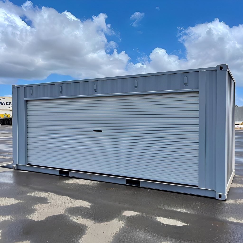 Puerta enrollable contenedor de 20 pies — apto para carga — a prueba de roedores almacenamiento, vista exterior