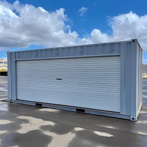 Puerta enrollable contenedor de 20 pies — apto para carga — a prueba de roedores almacenamiento, vista exterior
