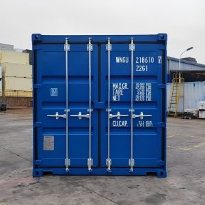 Contenedor de 20 pies — (Azul) un viaje — sellado contra viento y agua tipo Conex, vista exterior