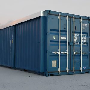 High Cube contenedor con puerta corrediza un viaje de 20 pies — IBC almacenamiento, vista exterior