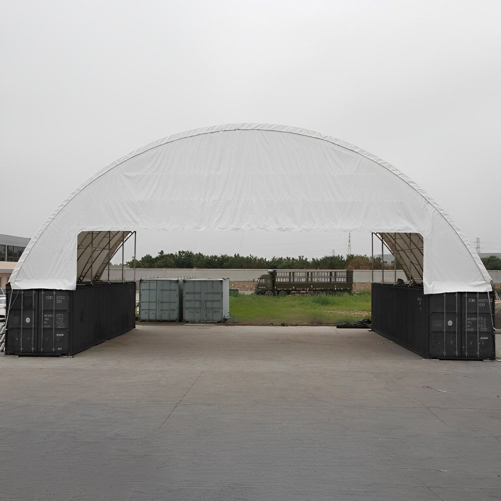Cubierta para contenedores (8 x 6m) de 26 × 20 pies — PVC kit de cubierta impermeable, vista exterior
