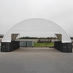Cubierta para contenedores (8 x 6m) de 26 × 20 pies — PVC kit de cubierta impermeable, vista exterior