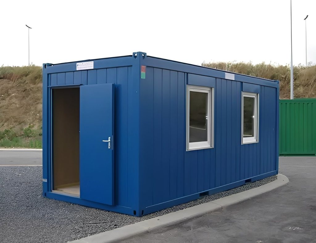 Oficina caseta nueva antivandálica de 20 × 8 pies — oficina en contenedor aislada modular, vista exterior