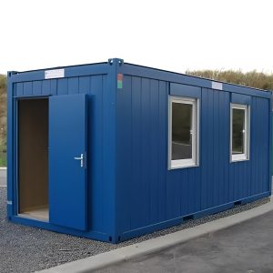 Oficina caseta nueva antivandálica de 20 × 8 pies — oficina en contenedor aislada modular, vista exterior