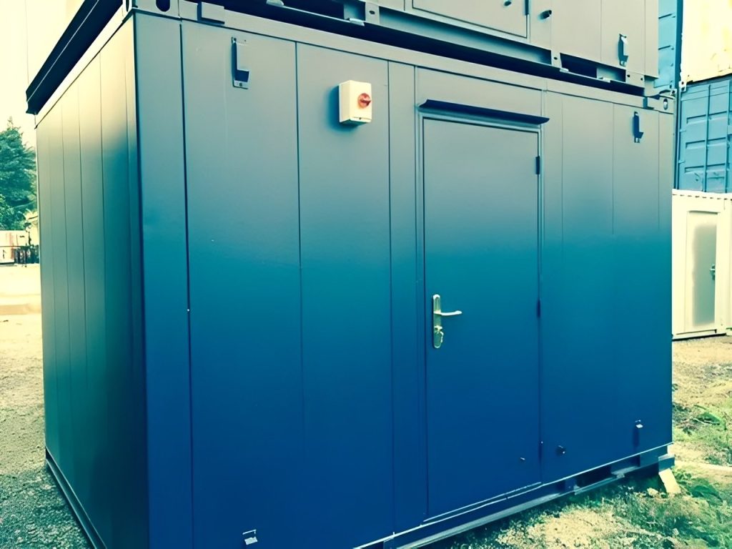Oficina caseta nueva antivandálica de 12 × 9 pies — oficina de obra aislada segura, vista exterior