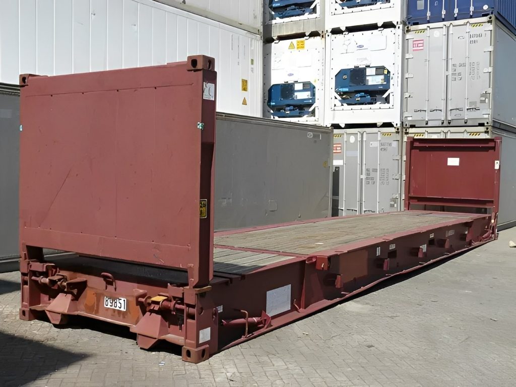 Flat rack contenedor plegable de 40 pies — usado — plataforma para carga sobredimensionada, vista exterior
