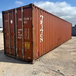 High Cube contenedor usado de 40 pies — apto para carga, sellado contra viento y agua, vista exterior