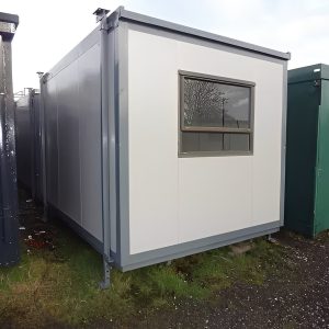 Plastisol oficina de obra de 12 × 9 pies — Gris de acero caseta portátil, vista exterior