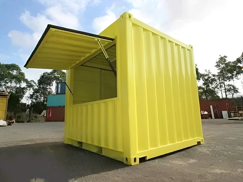 Contenedor tienda a la medida de 8 pies — quiosco y conversión para local temporal compacto, vista exterior