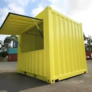 Contenedor tienda a la medida de 8 pies — quiosco y conversión para local temporal compacto, vista exterior