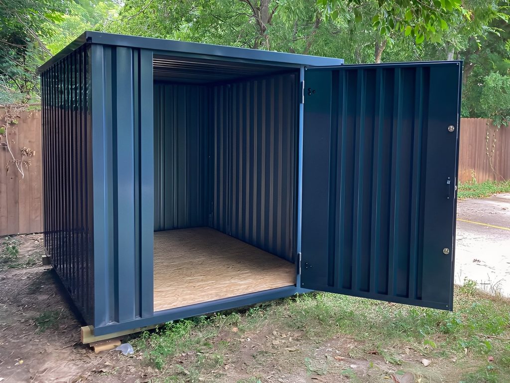Con pintura en polvo almacén desarmable de 4 × 2.1 m — transportable a mano contenedor modular, vista exterior
