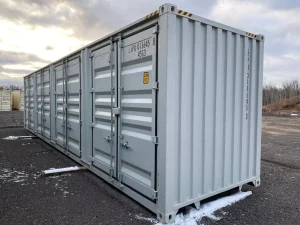 High Cube contenedor con 4 puertas laterales nuevo un viaje de 40 pies — sellado contra viento y agua, vista exterior