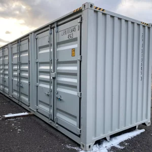 High Cube contenedor con 4 puertas laterales nuevo un viaje de 40 pies — sellado contra viento y agua, vista exterior