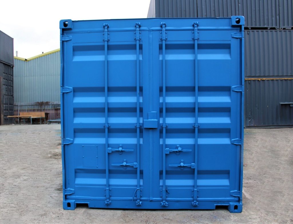 Contenedor usado recortado de 10 pies — compacto sellado contra viento y agua almacenamiento Box, vista exterior